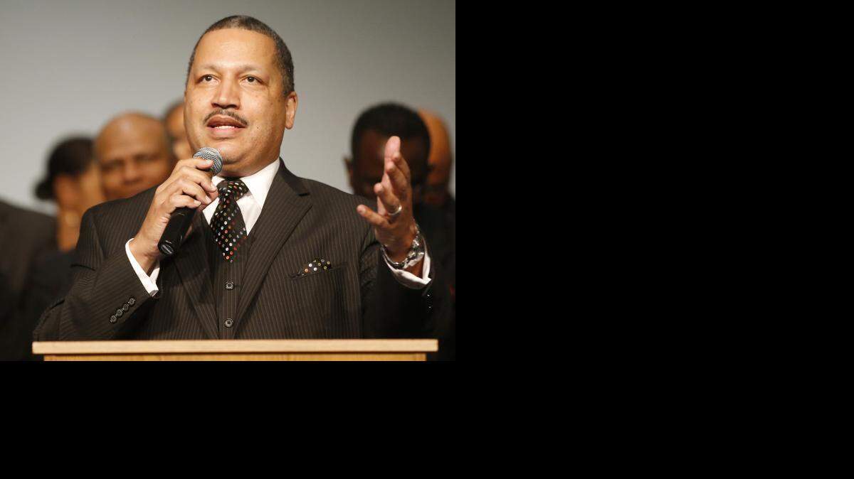 
Lance Watson, senior pastor at St. Paul Baptist Church of Richmond, Va., was the guest speaker at the Martin Luther King Jr. Day celebration at Wichita State University’s Hughes Metropolitan Complex. (Jan. 19, 2015)

