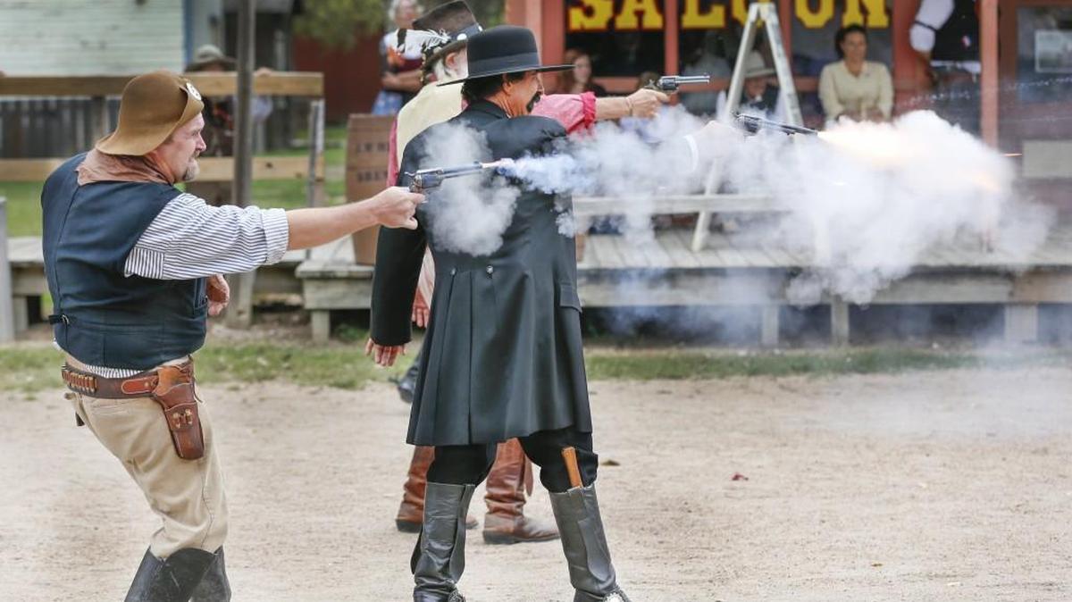 Gunfighter re-enactors have a shootout on the streets of Cowtown in 2015.