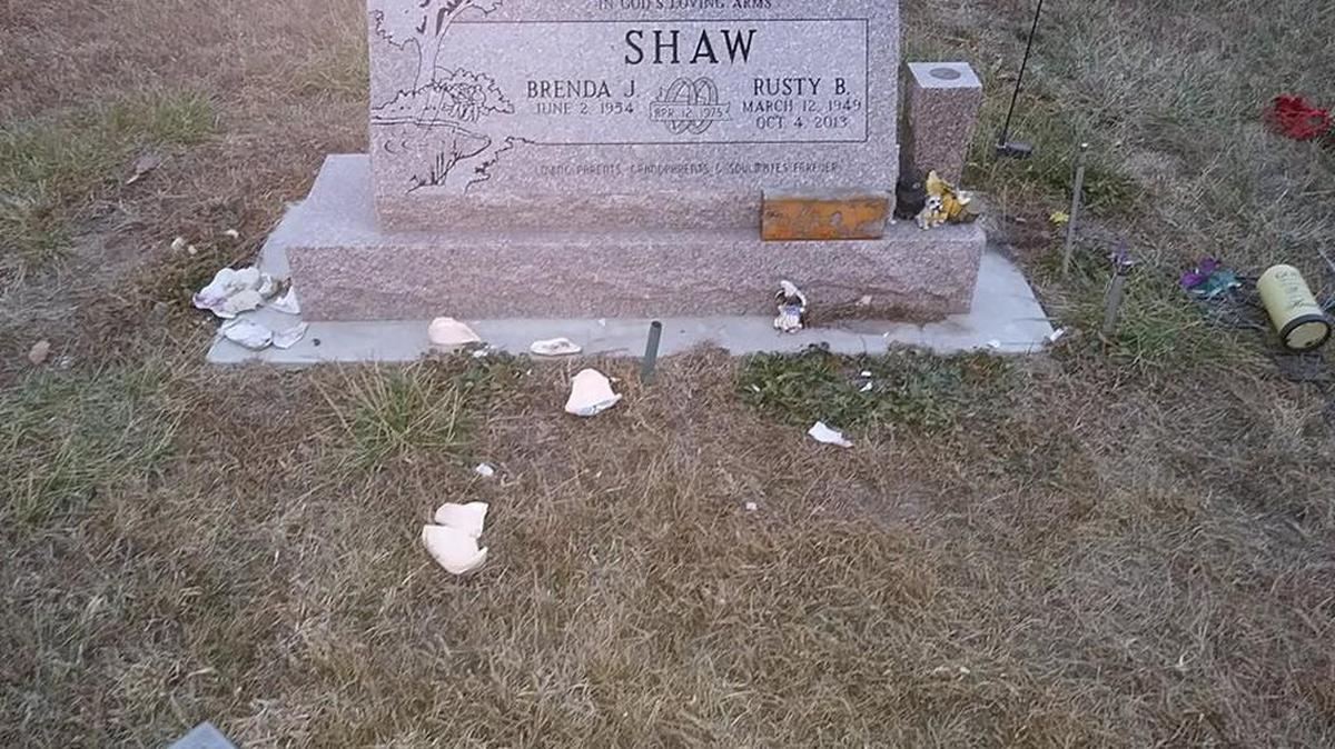 Russell ‘Rusty’ Shaw’s grave was one of those damaged when the Richland Cemetery was vandalized Thursday night.