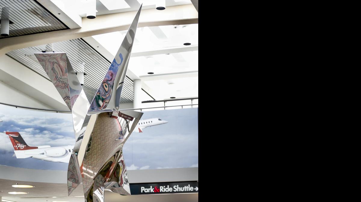 
The sculpture in the lobby of Mid-Continent Airport called “Magic Flight” is scheduled to be moved to the new Eisenhower National Airport sometime next month. (June 17, 2015) 
