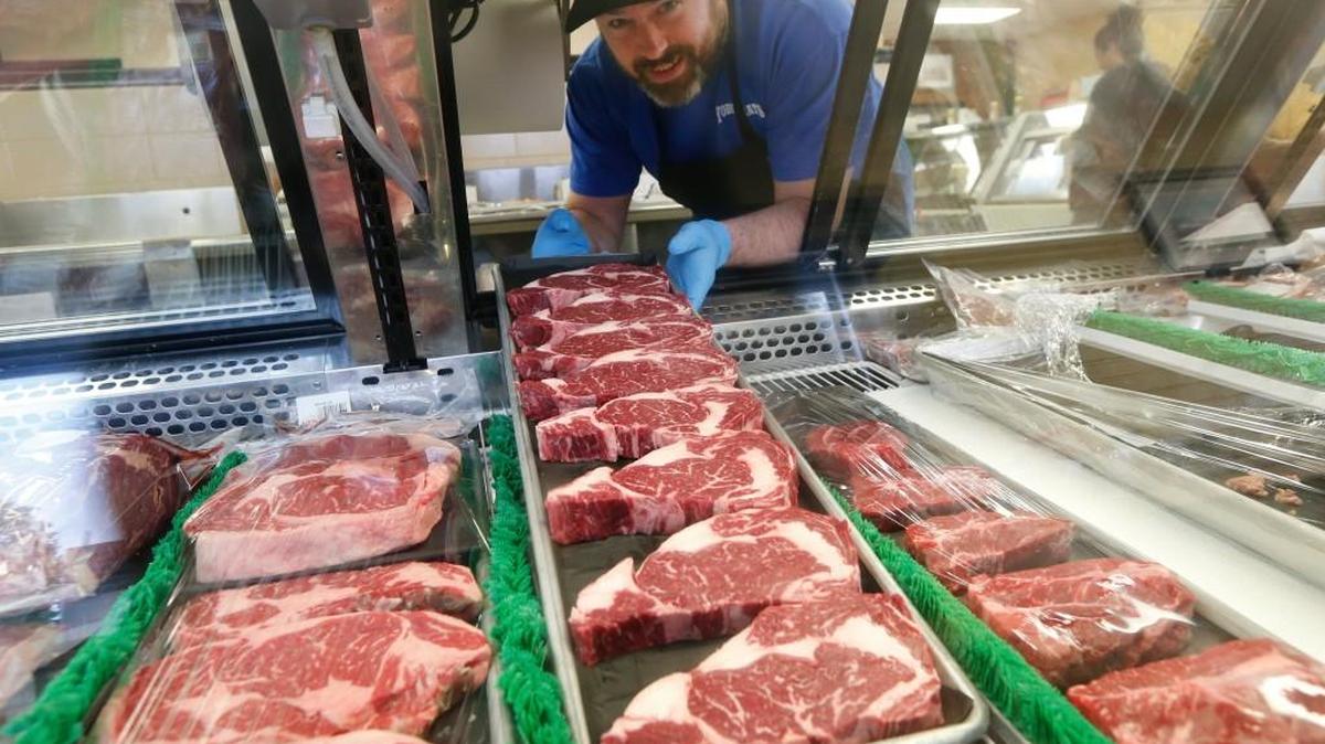 A selection of ribeye steaks is seen at Yoder Meats on West Street in this Oct. 22, 2015 photo.