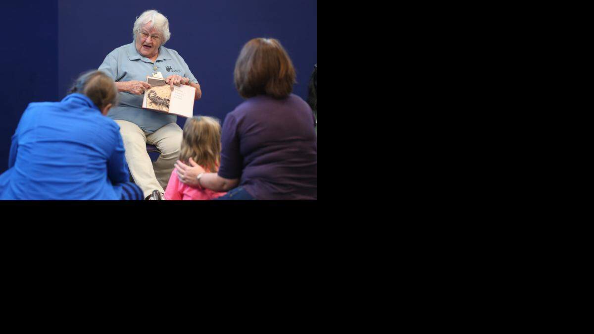 
Margaret Nichols volunteers at the Sedgwick County Zoo. She is an education volunteer which means she sometimes reads stories to children and helps educate them about the different animals at the zoo. (Oct. 22, 2014)
