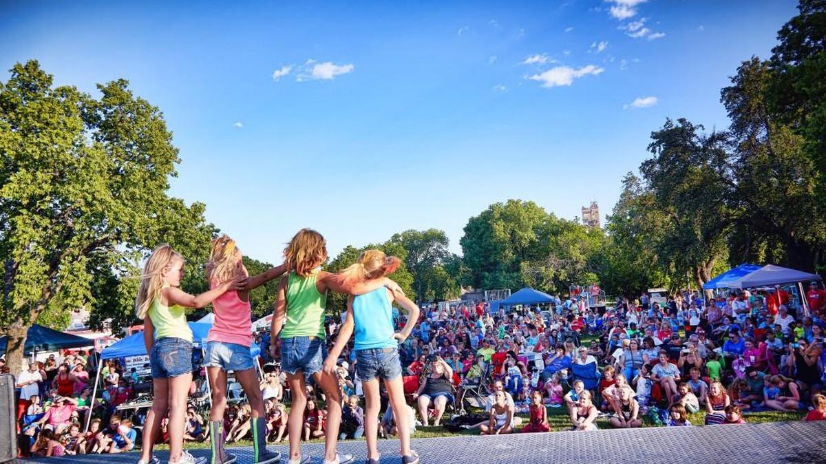 A lip-sync contest at the Kansas Wheat Festival’s 2017 picnic in the park.