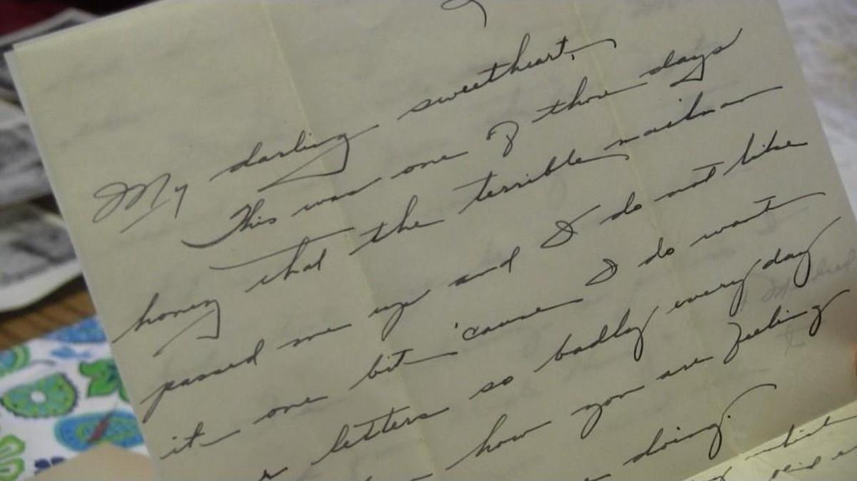 A letter written by 1st Lt. Phillip B. Ray to his wife, Margaret, during World War II. Derrick Heckman found the stash of letters in a neighbor’s shed and is hoping to locate relatives of the Rays to pass them along. (June 6, 2016)