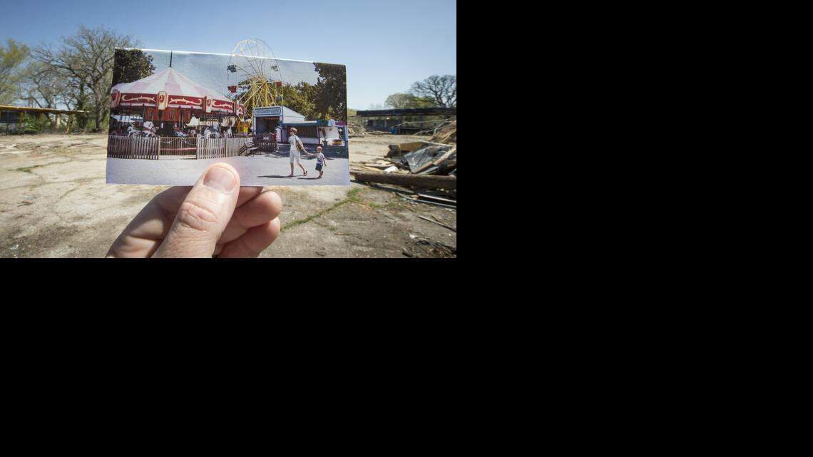 
A photo shows where the merry-go-round and Ferris wheel used to be at Joyland. What remains of the amusement park that operated from 1949 to 2004 is being demolished and hauled away. 
