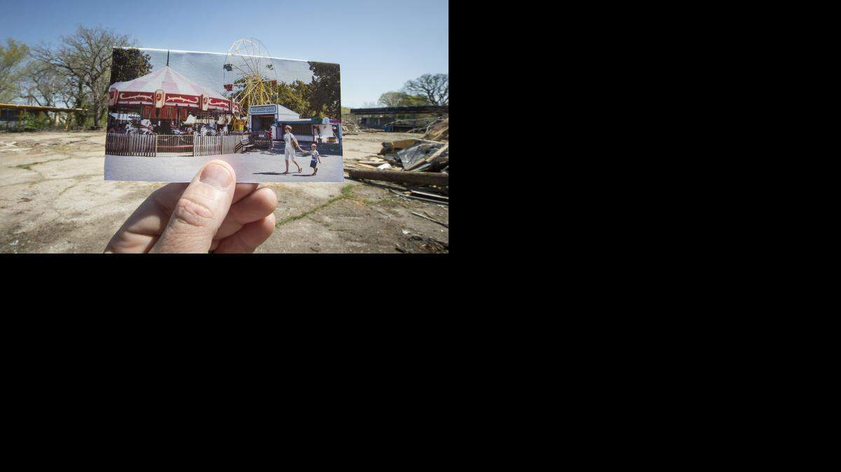 
A photo shows where the merry-go-round and Ferris wheel used to be at Joyland. What remains of the amusement park that operated from 1949 to 2004 is being demolished and hauled away. 
