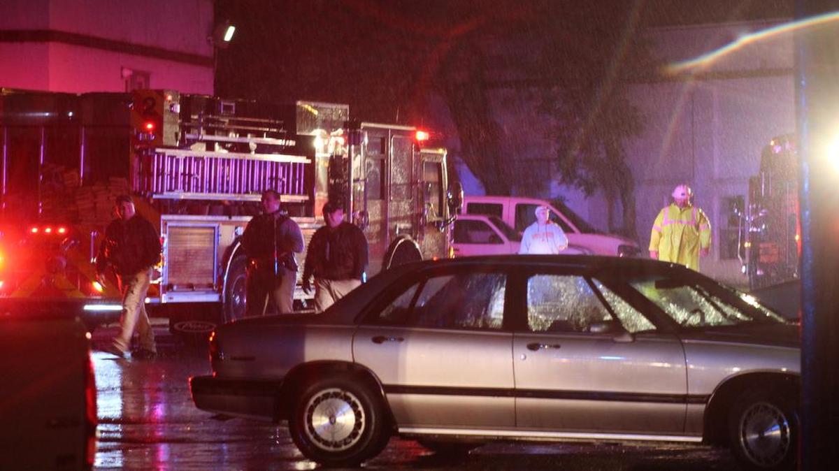 
Wichita police officers and a Westar Energy employee are at the scene of a ceiling collapse in the 1300 block of West May, just west of Seneca, on Wednesday night.
