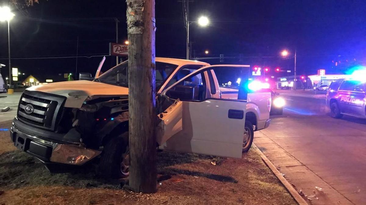 A 65-year-old man crashed his truck into a light pole early on Tuesday morning. It appears he was having a medical problem when he crashed, police said.