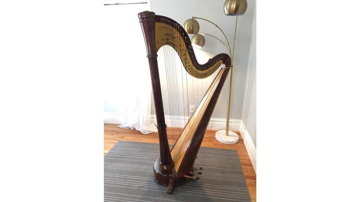This Aoyama Model 42-B pedal harp was allegedly stolen from Friends University last weekend.