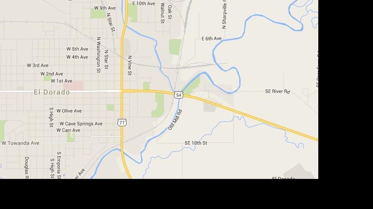 
The Walnut River crosses U.S. 54 just east of El Dorado.
