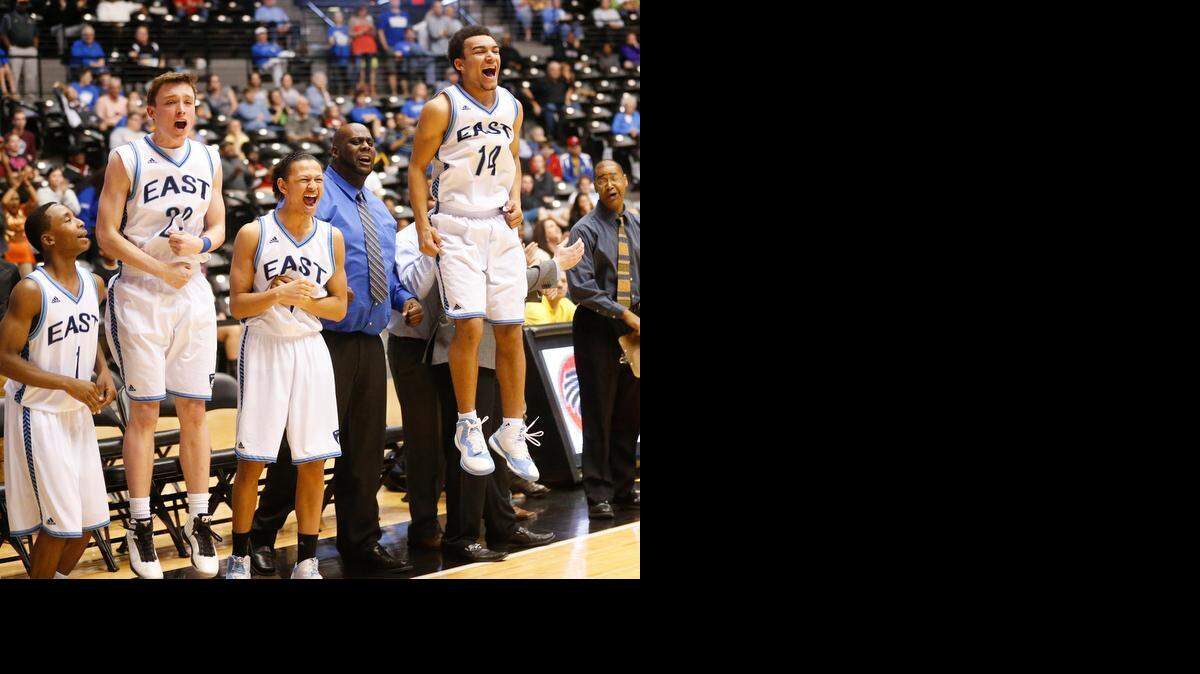 
The Wichita East boys are one of nine Wichita-area teams playing for a state title Saturday. The Aces play Lawrence at 6:15 p.m. Saturday at Koch Arena.
