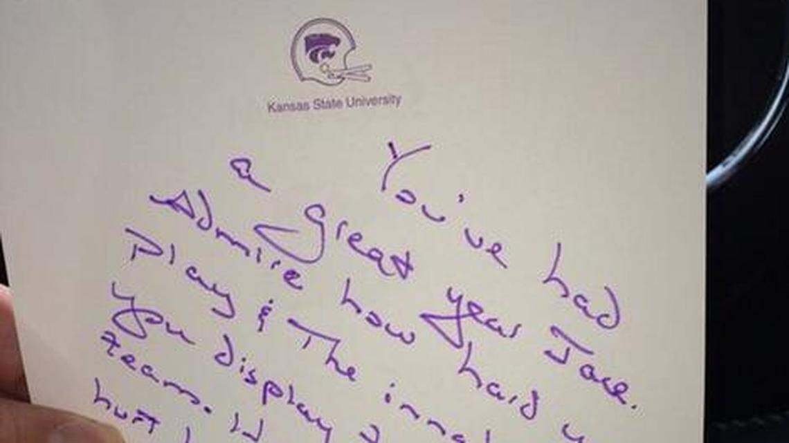 
Texas Tech tight end Jace Amaro also received a note from K-State’s Bill Snyder. 
