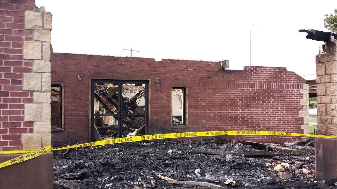 
A fire early Sunday morning heavily damaged the Berean Baptist Church on North Hoover Road. (Aug. 23, 2015)
