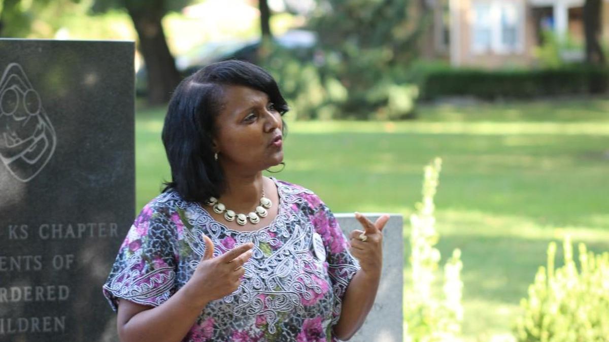 
Rep. Gail Finney, who represents Wichita in the Kansas House of Representatives, speaks at a rally against gun violence on Thursday.

