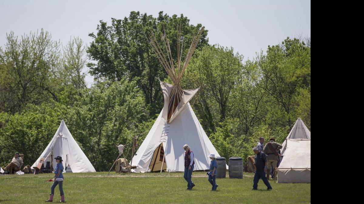 
Teepees and canvas tents could be found in abundance Saturday at Prairie Rose Western Days at the Prairie Rose Chuckwagon Supper in Butler County. (May 2, 2015)
