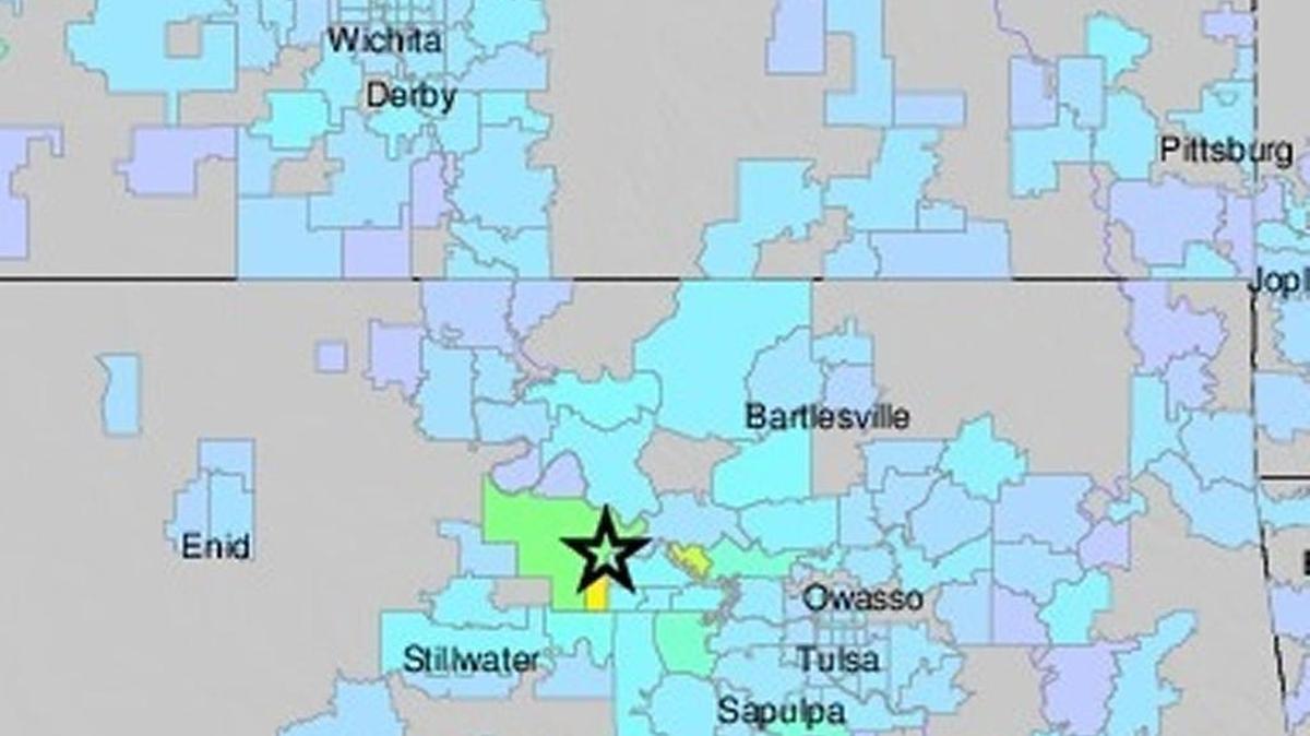 Screenshot of an intensity map at website, http://earthquake.usgs.gov/