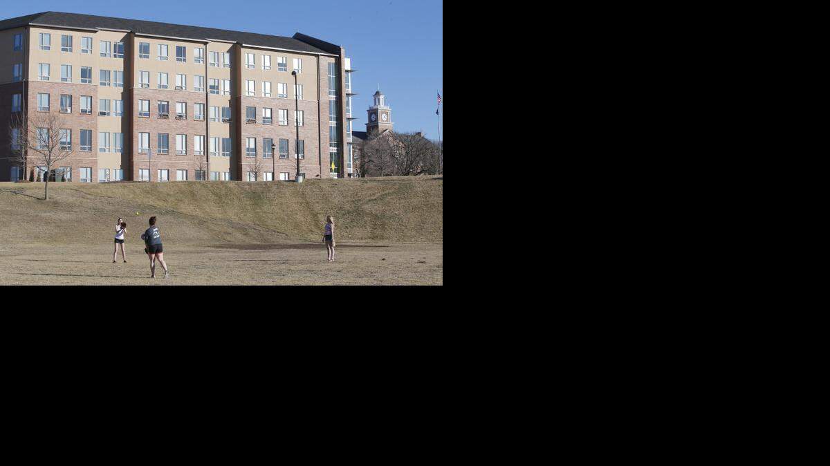 
Wichita State University freshmen Tara Meyers, Ashtan Zimmerman and Kasie Victorine play catch Sunday outside Shocker Hall on the WSU campus. Spring this year may not be as chilly as in years past, weather officials say. (Feb. 8, 2015)
