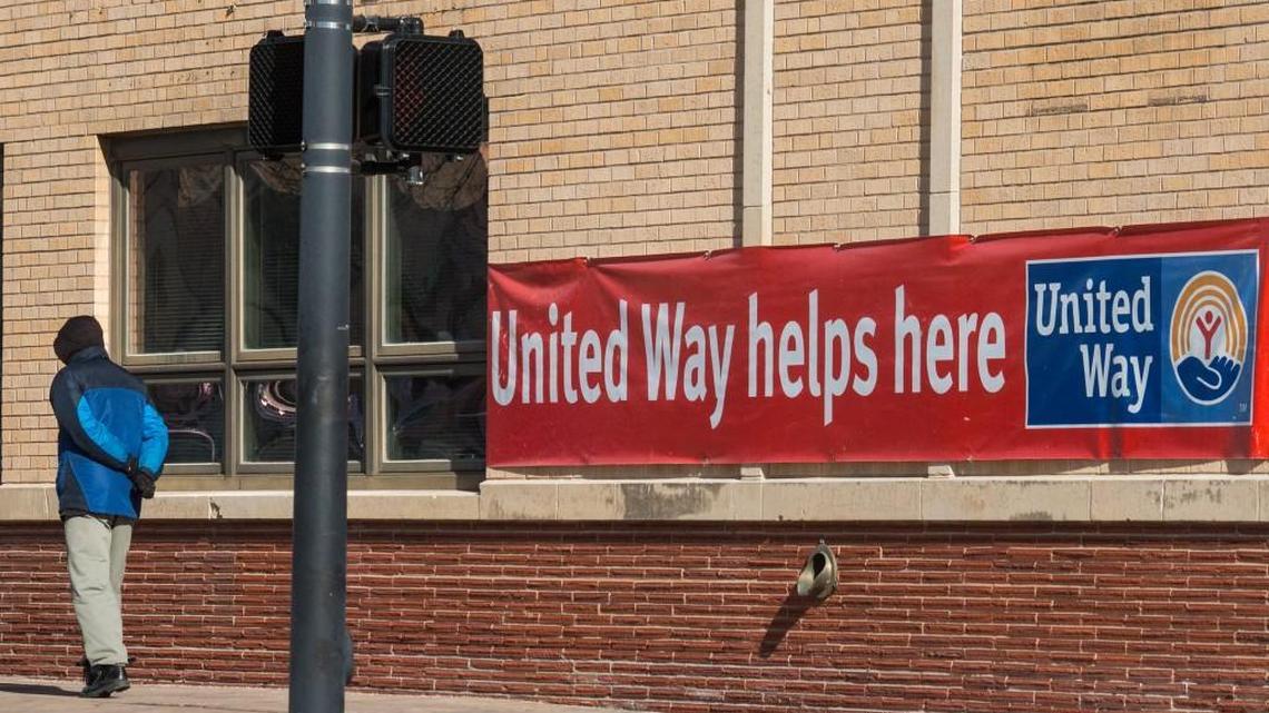 A man walks near the Homeless Resource Center in the cold in January.,