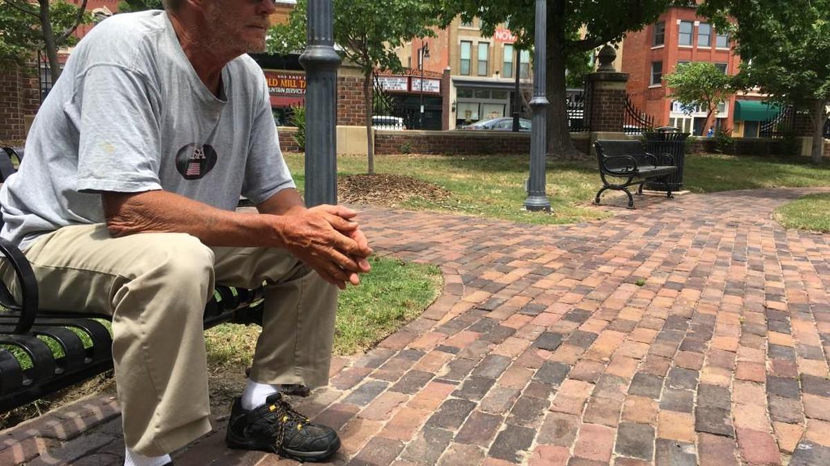 Mark Roland visits Naftzger Memorial Park in downtown Wichita nearly every day, sometimes more than once.