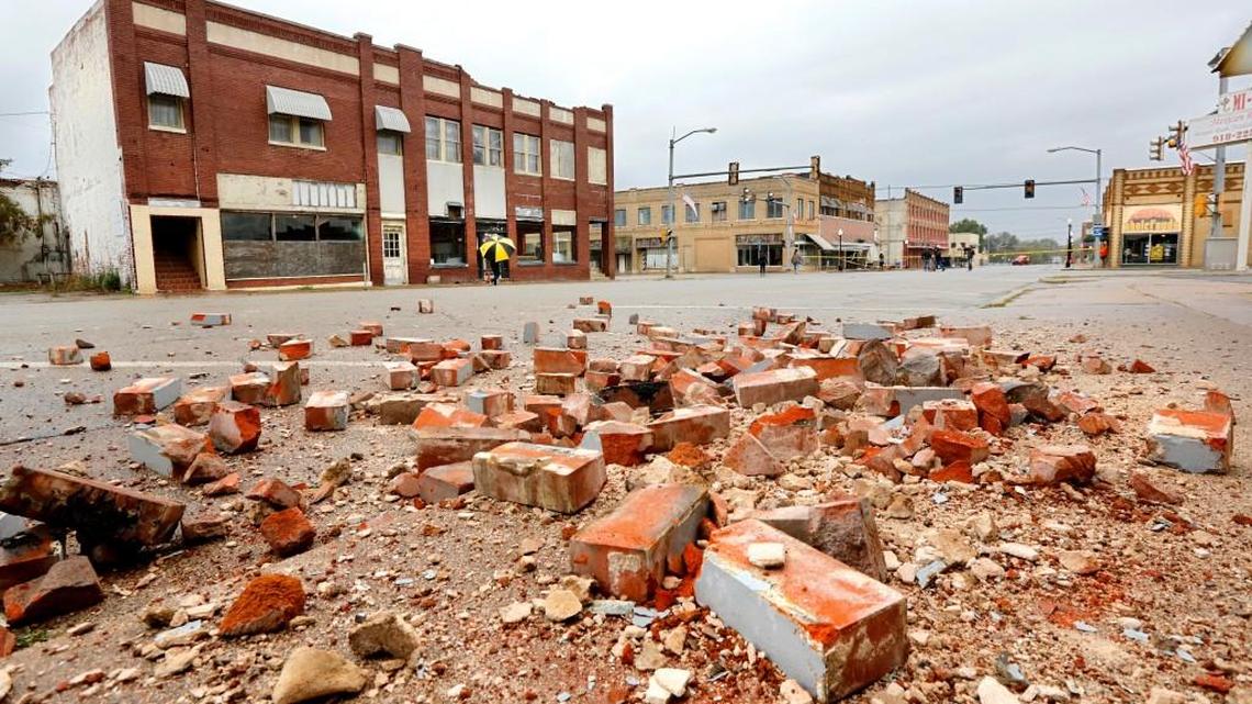 Dozens of buildings sustained “substantial damage” after a magnitude-5.0 earthquake struck Cushing, Okla., home to one of the world’s key oil hubs, but officials said Monday that no damage has been reported at the oil terminal.