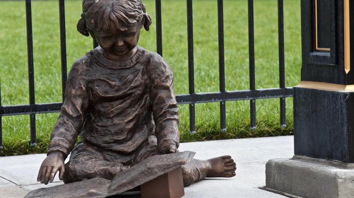 Concordia is putting up several statues of orphans like this one of a young Miriam Zitur, who rode the rails from New York City to a new home.