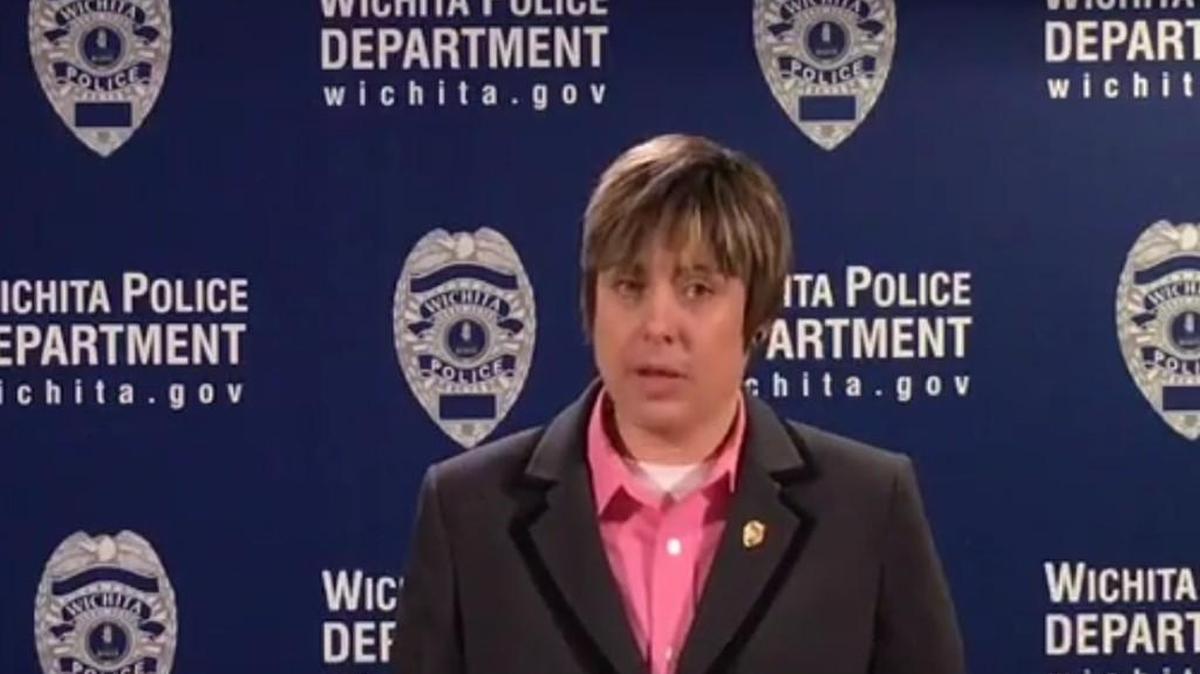Screenshot of Wichita police Sgt. Nikki Woodrow at Tuesday’s media briefing.