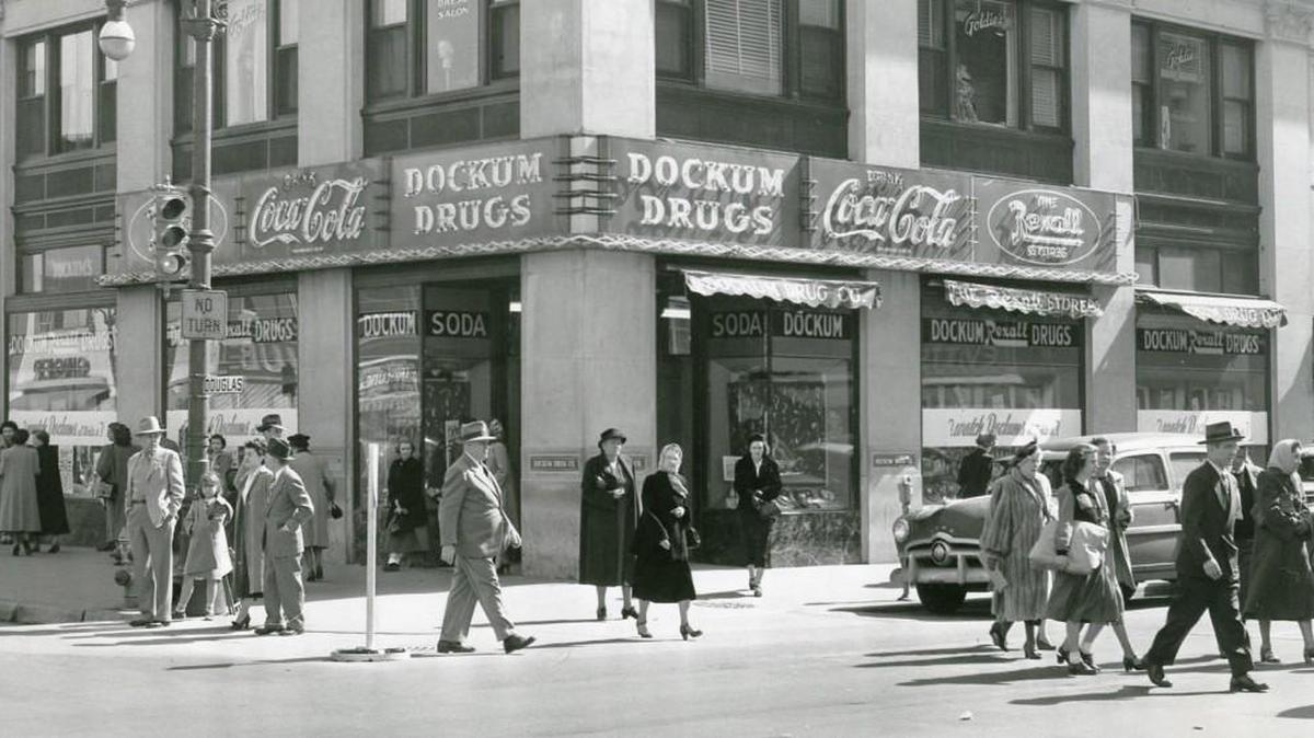Undated 1950s photo of Dockum Drug store in downtown Wichita, site of a sit-in at the lunch counter in 1958. Eagle file photo