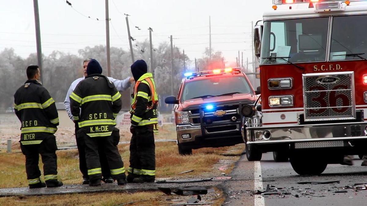 Emergency crews at the scene of a fatal accident on South Rock Road (Nov. 29, 2015)
