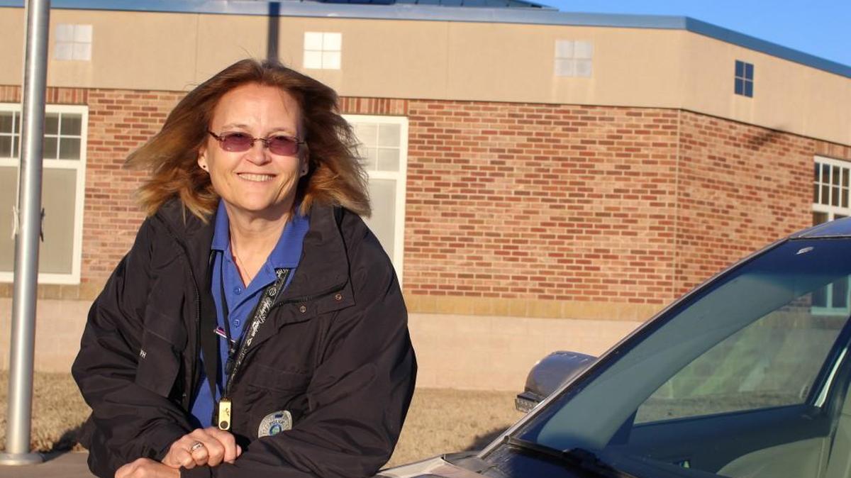 Trudi Randolph, who has been with the Goddard school district’s police force for 17 years, helped a family when their RV broke down earlier this week.