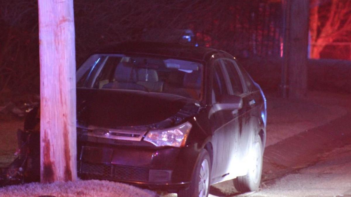 A man in his 50s was found unresponsive after his car hit a pole on North Hillside on Wednesday night.