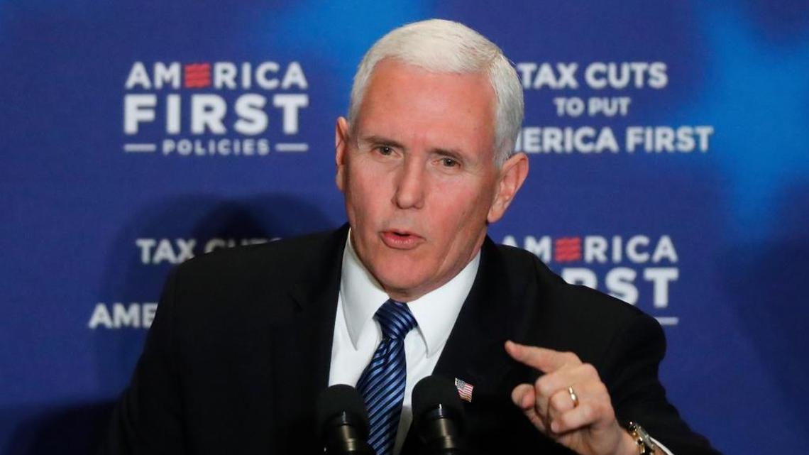 Vice President Mike Pence speaks at an America First Policies “Tax Cuts to Put America First” event in March. (2018)