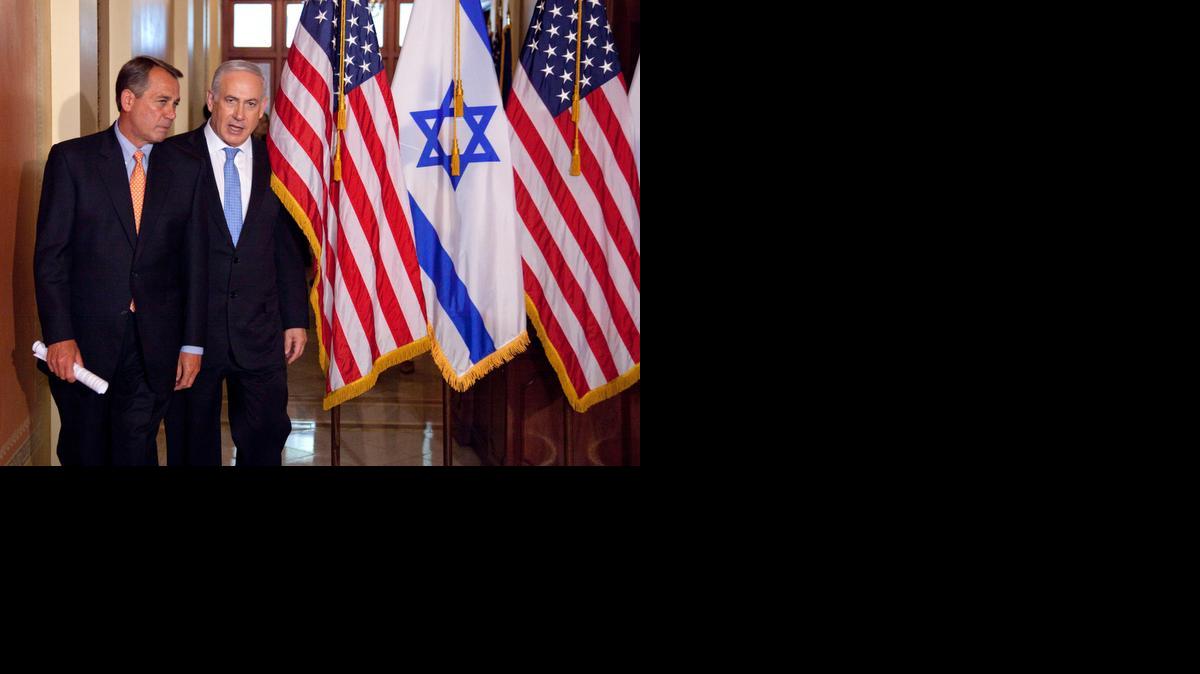 
Israeli Prime Minister Benjamin Netanyahu walks with House Speaker John Boehner of Ohio on Capitol Hill in Washington in 2011. Netanyahu’s acceptance of a Republican invitation to address Congress next month has irritated Democrats.
