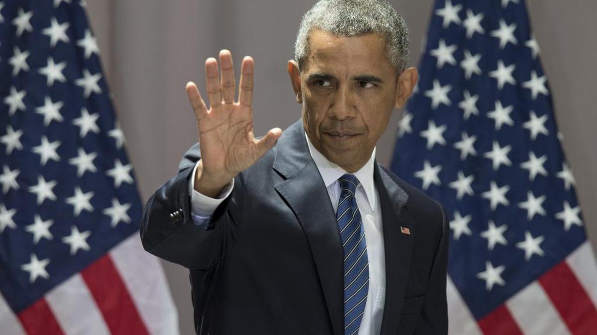 
President Obama waves as he leaves the stage after speaking about the nuclear deal with Iran, Wednesday, at American University in Washington.

