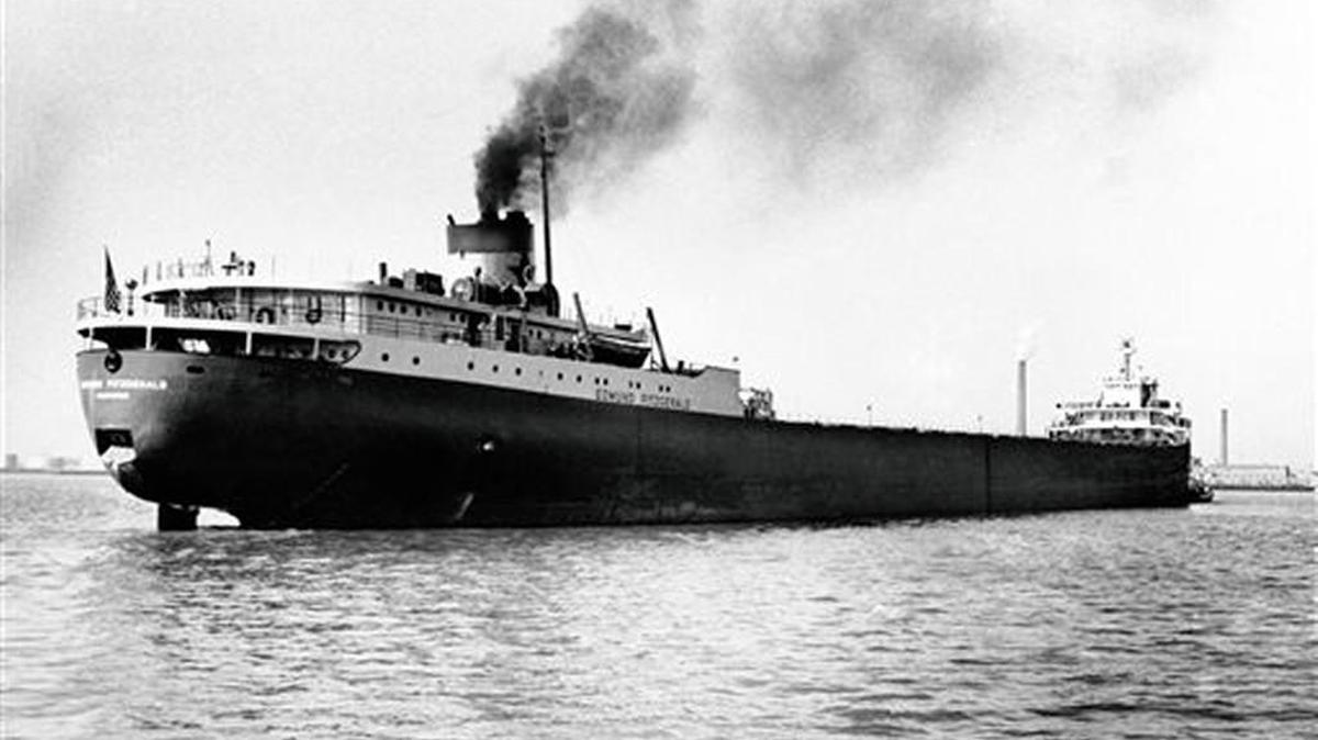 FILE- A 1959 file photo shows the Great Lakes freighter Edmund Fitzgerald, which disappeared Nov. 10, 1975, in a storm on Lake Superior. The Great Lakes have claimed some 6,000 ships since European explorers began navigating the waters in the 1600s, but few have captured the publics imagination as has the Edmund Fitzgerald.
