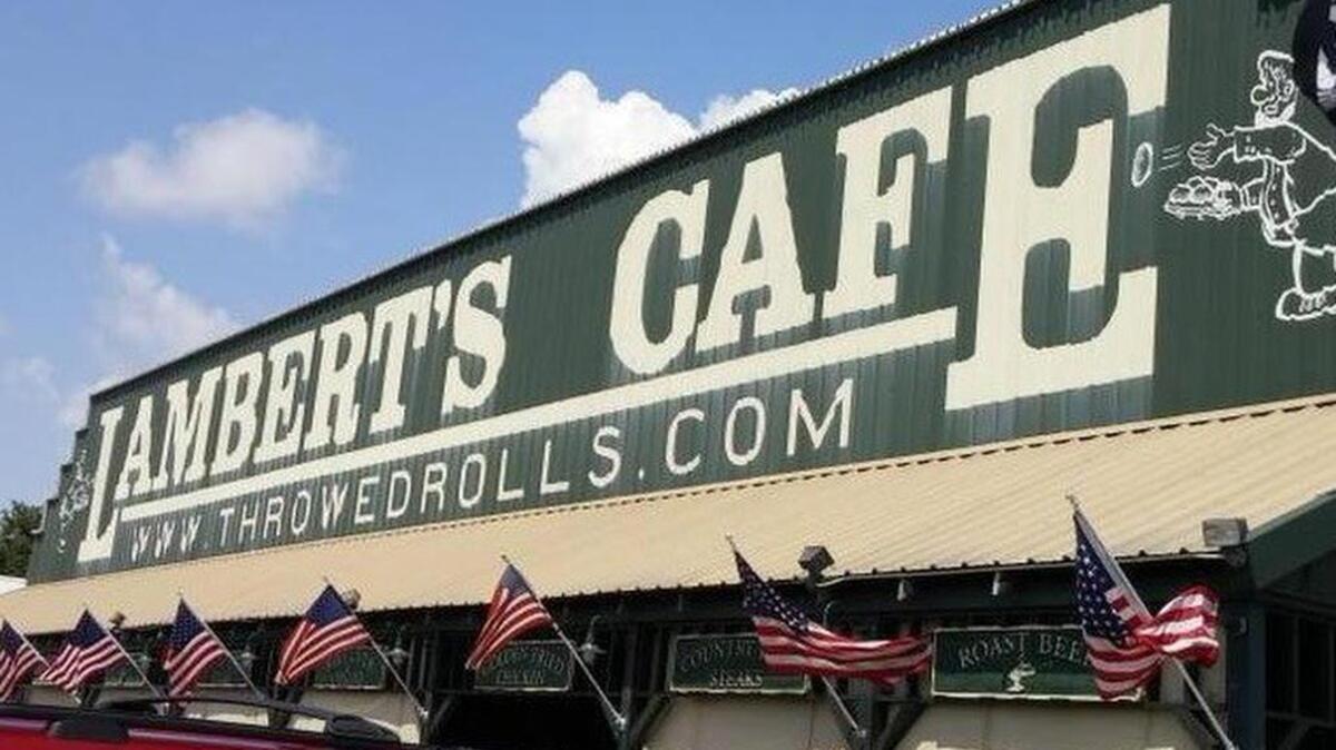 
Lambert’s Cafe, home of the “throwed rolls” is being sued by a customer who got hit by a roll. 
