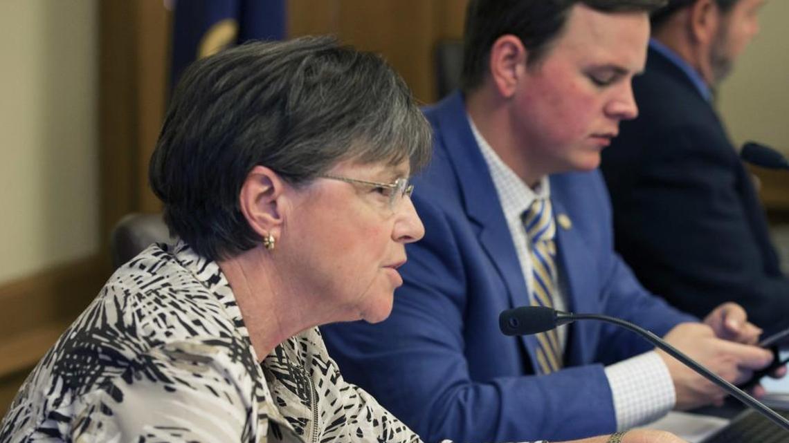 Sen. Laura Kelly, D-Topeka, asks then-DCF Secretary Phyllis Gilmore a question last year in Topeka. (July 2016)