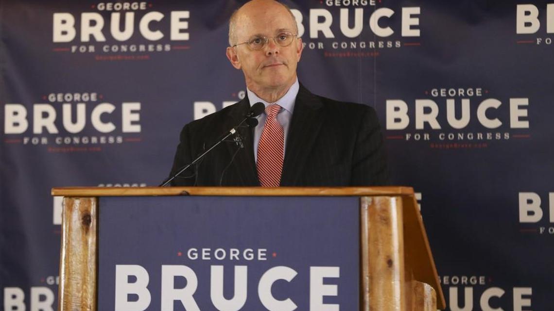 Local attorney and businessman George Bruce announces his intention to seek congressman Mike Pompeo's seat during an event at the Petroleum Club on Tuesday. Pompeo has been nominated to head the Central Intelligence Agency and his 4th Congressional District seat will be filled in a special election.