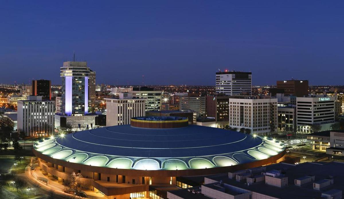 Wichita skyline made from 8 individual photographs. (Feb. 5, 2013)