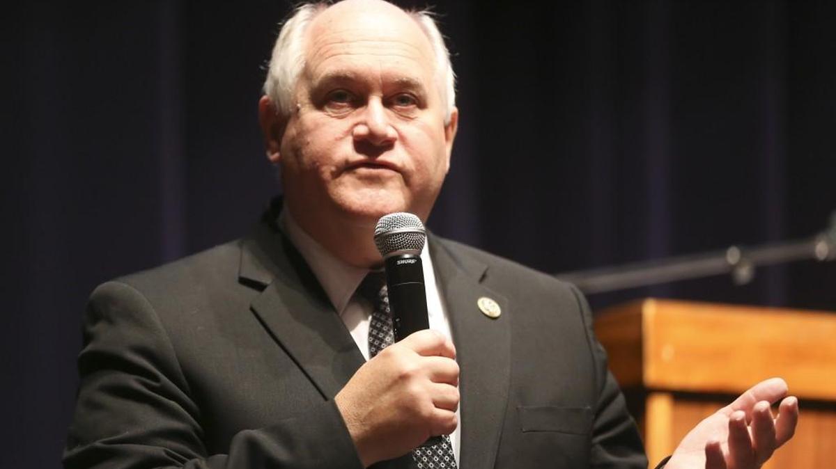 U.S. Rep. Ron Estes held a town hall discussion at Newman University in August.