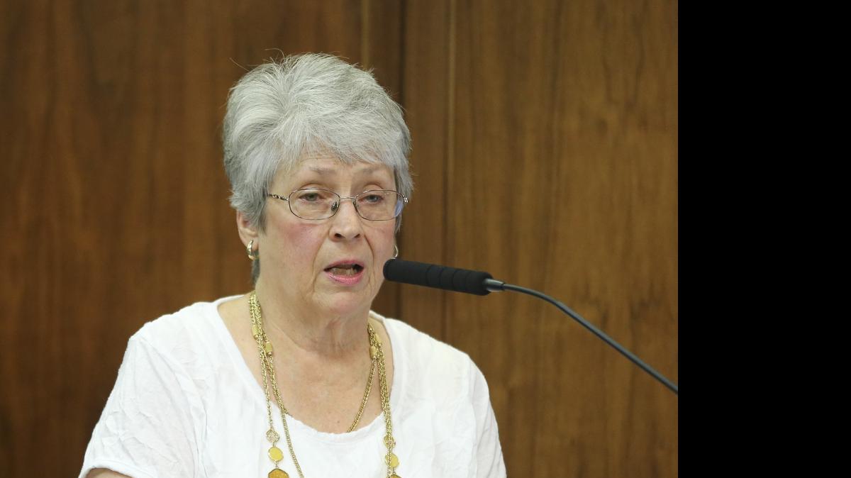 
Linda Galloway addresses the Sedgwick County Commission on behalf of Catholic Charities Foster Grandparent program. (July 29, 2015)  
