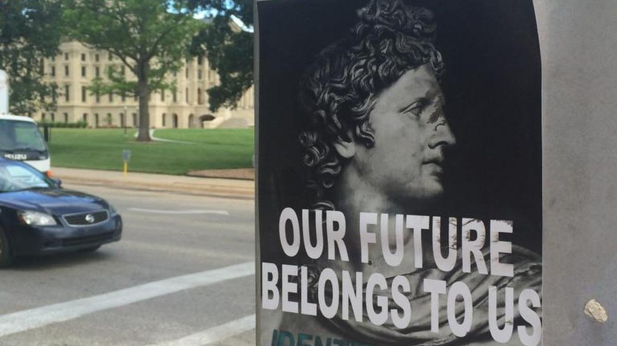A poster near the state Capitol in Topeka has a white supremacist message. (July 6, 2016)