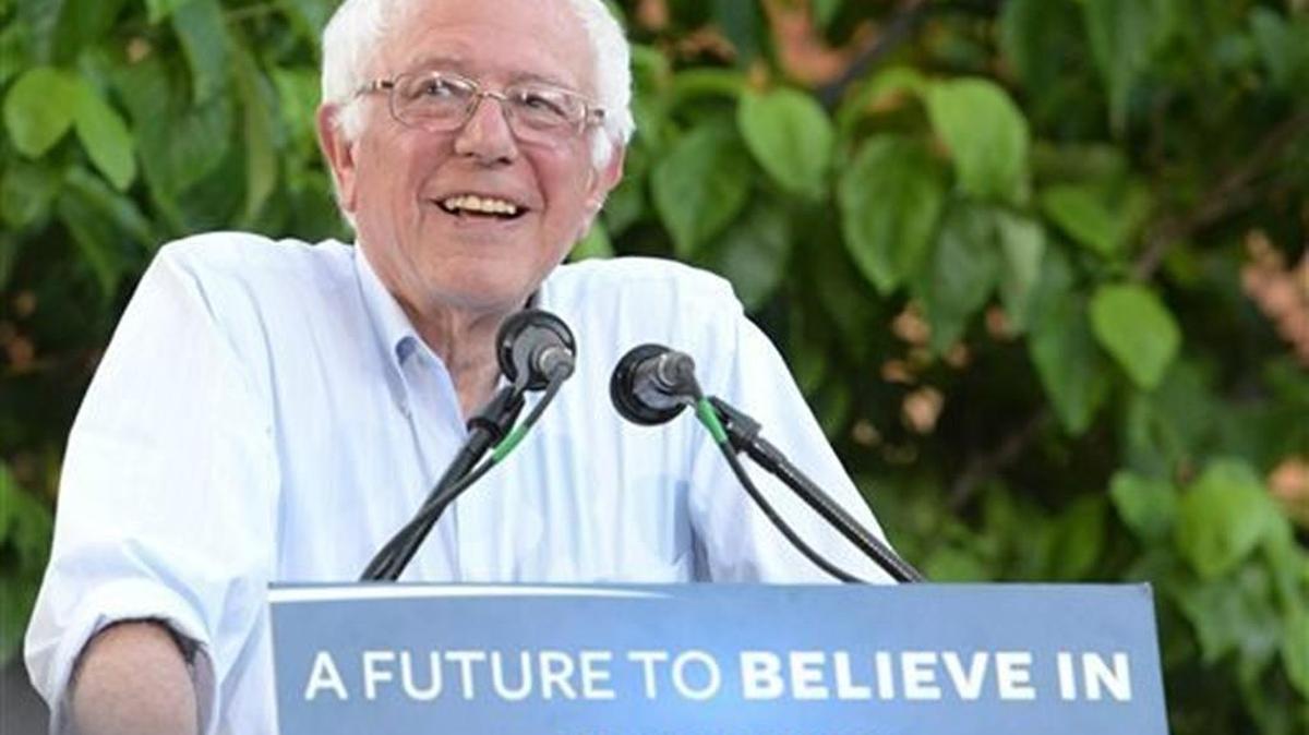 Democratic presidential candidate Sen.Bernie Sanders, I-Vt., speaks to a large crowd on the California State University Chico campus during a campaign rally stop on June 2 in Chico, Calif.