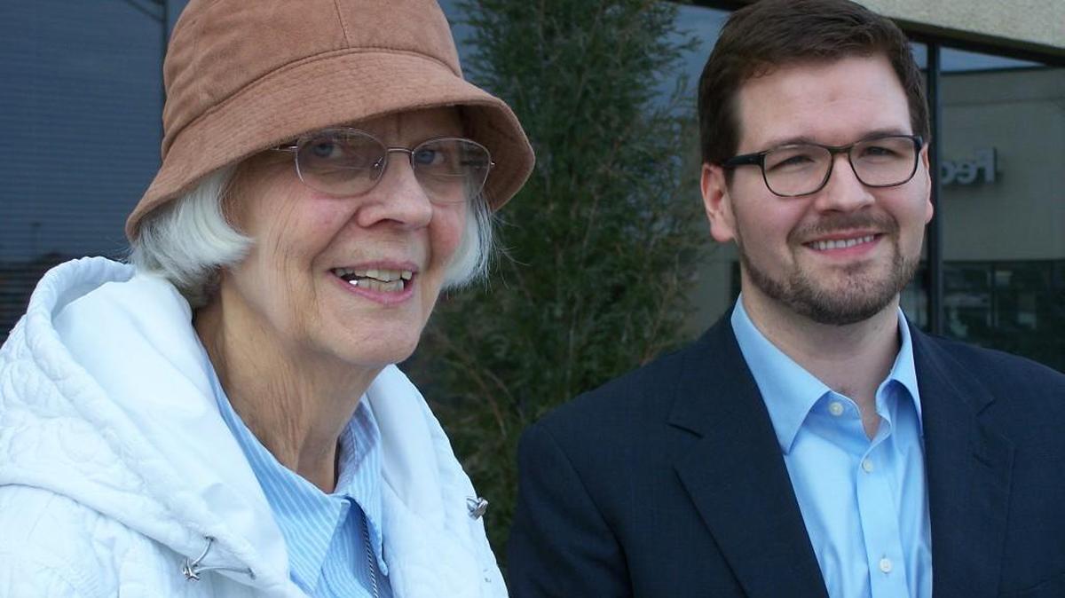 Sister Bernadine Wessel and Chris Pumpelly presented a petition against torture with 4,500 signatures to the Wichita office of Rep. Mike Pompeo. Pompeo is President-elect Trump’s nominee as chief of the CIA.
