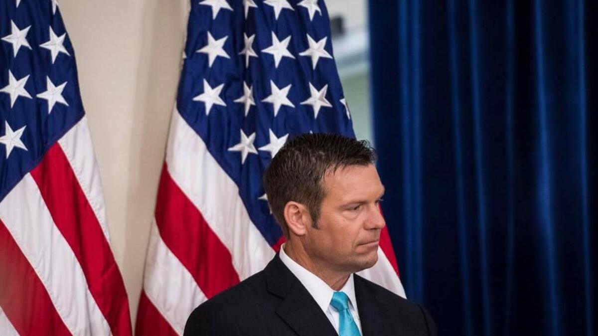 Kansas Secretary of State Kris Kobach at the first meeting of the Presidential Advisory Commission on Election Integrity in Washington, D.C., last week.