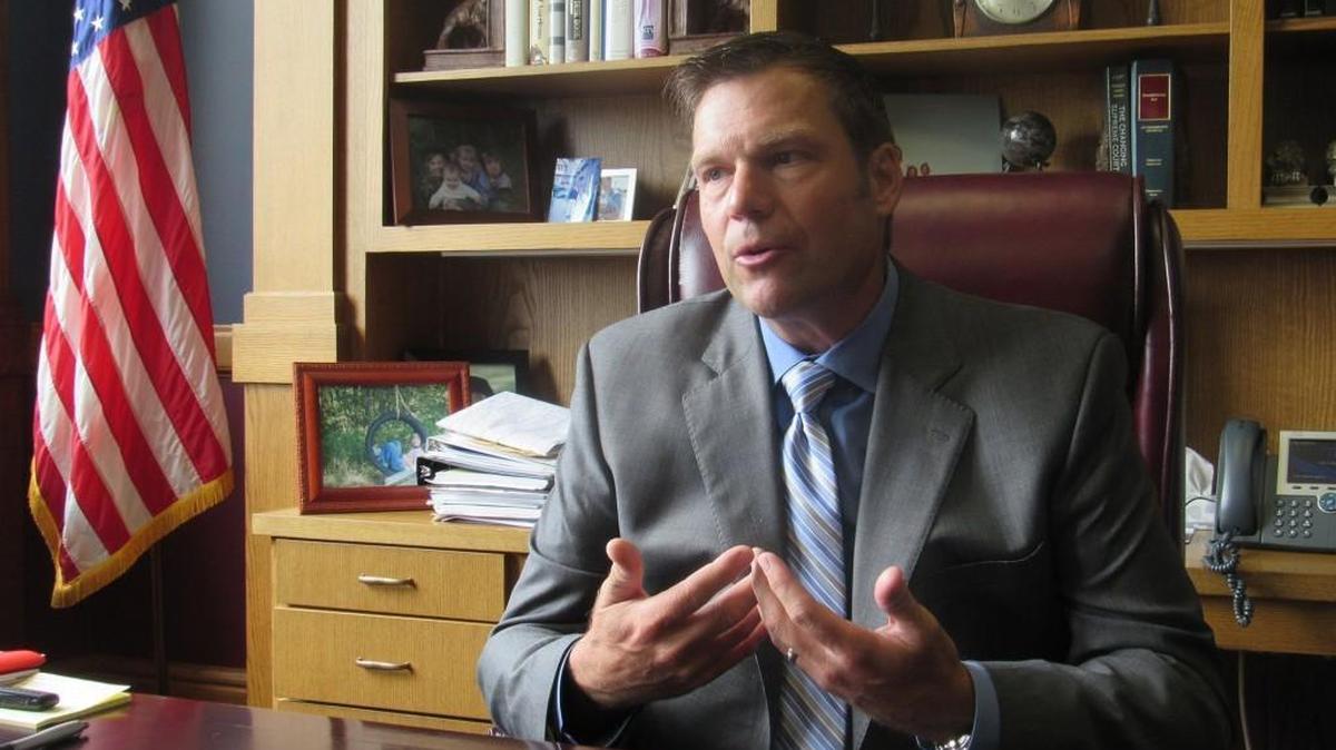 Kris Kobach, Kansas secretary of state, in his Topeka office. (August 2015)