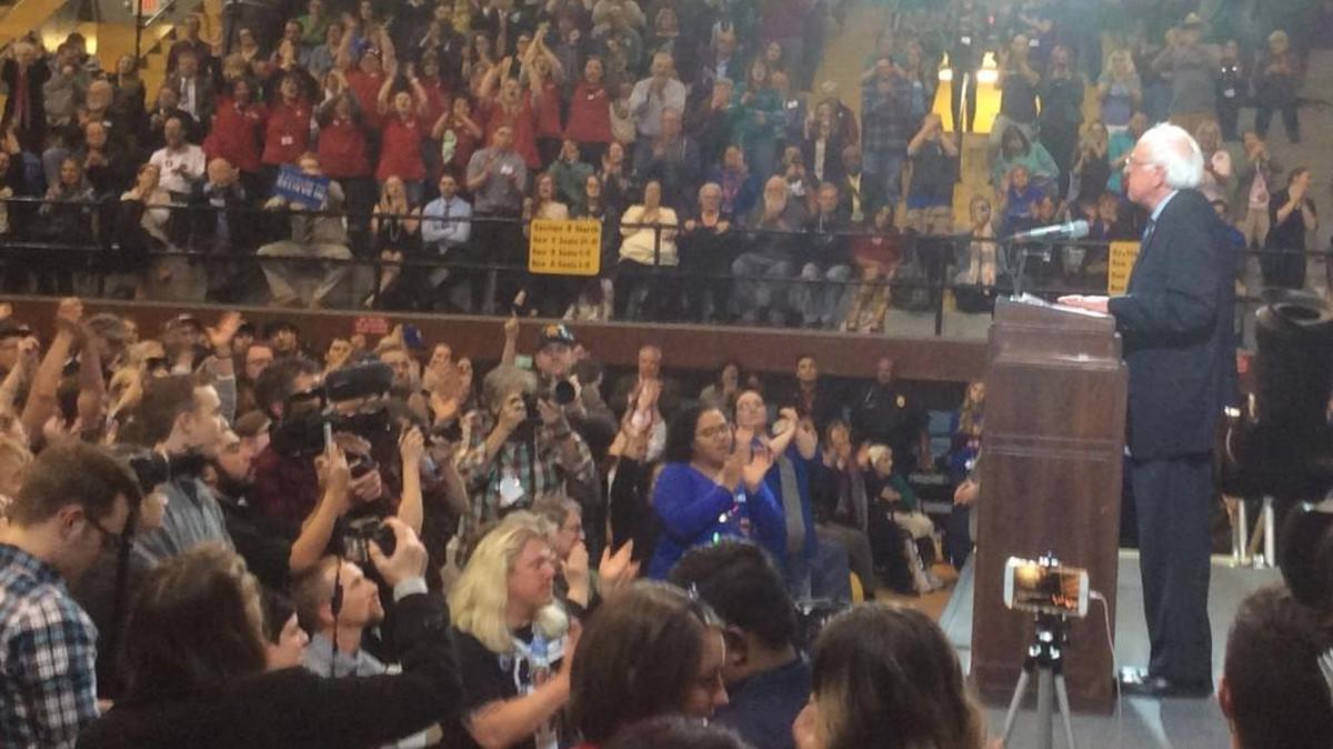 U.S. Sen. Bernie Sanders speaks to Kansas Democrats in Topeka on Saturday night.