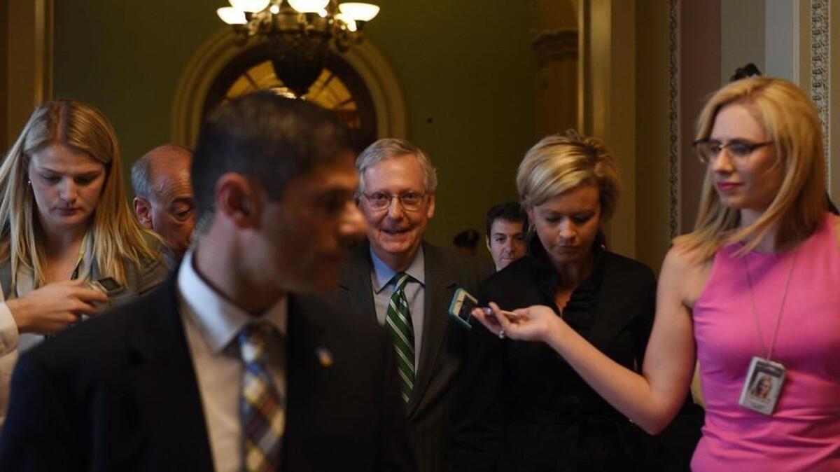 Majority Leader Mitch McConnell on Capitol Hill Thursday, after releasing the health care bill.