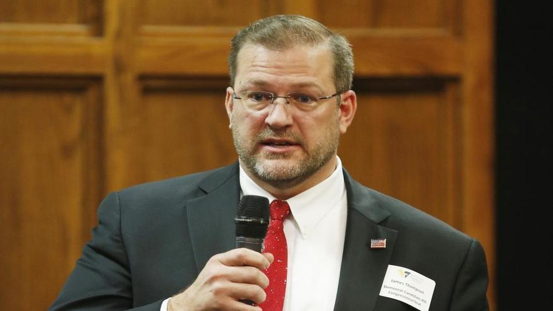 Democrat James Thompson participates in a debate on March 23. Thompson is running against Republican Ron Estes and Libertarian Chris Rockhold to replace Mike Pompeo. (March 23, 2017)