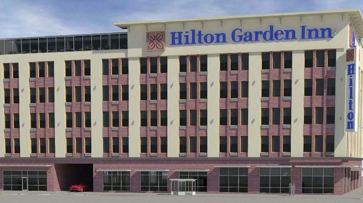 An artist's drawing shows the planned look of the proposed Hilton Garden Inn that two developers want to create in downtown Wichita.