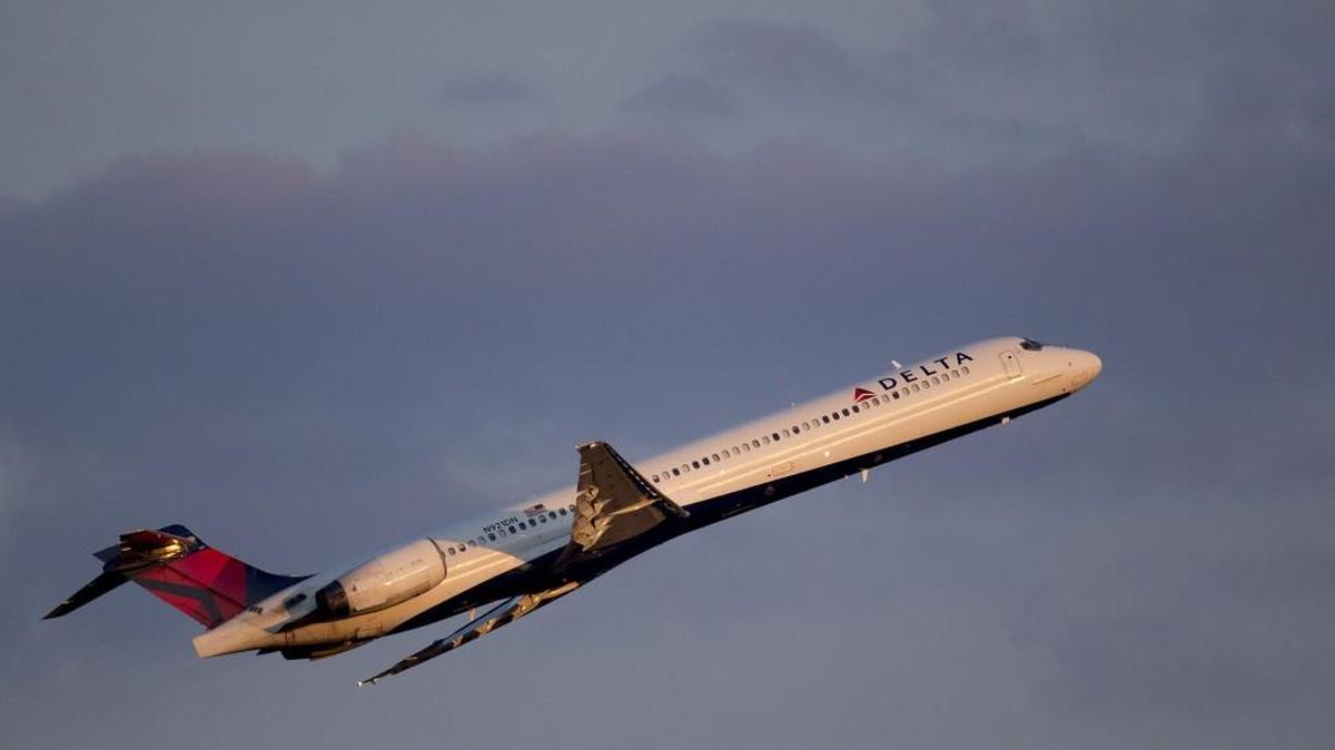 A Delta Air Lines Inc. McDonnell Douglas MD-90 airplane.
